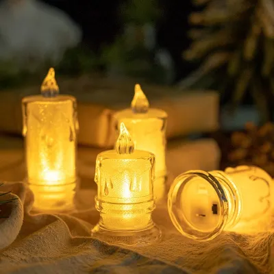 LED Crystal Glow Smokeless Candle Lamp (1 pc)
